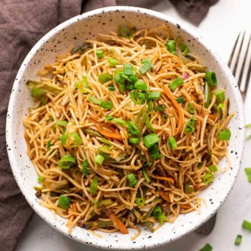 Indo-Chinese Veg Hakka Noodles at Pizza Milano & More in Edmonton, AB